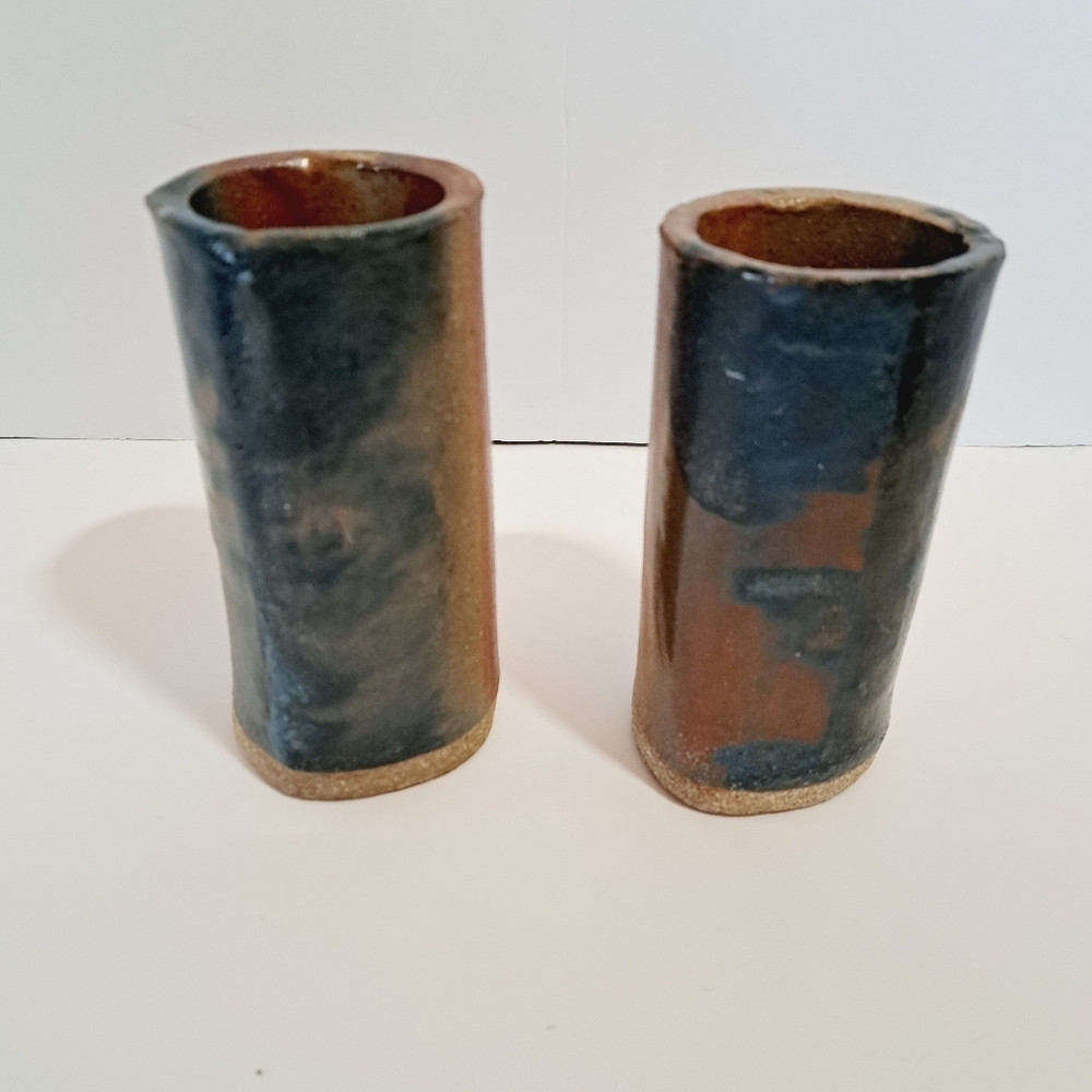 Handmade Rustic Primitive Low Fire Cup Plate Sets 4 Pieces - Picture 3 of 8